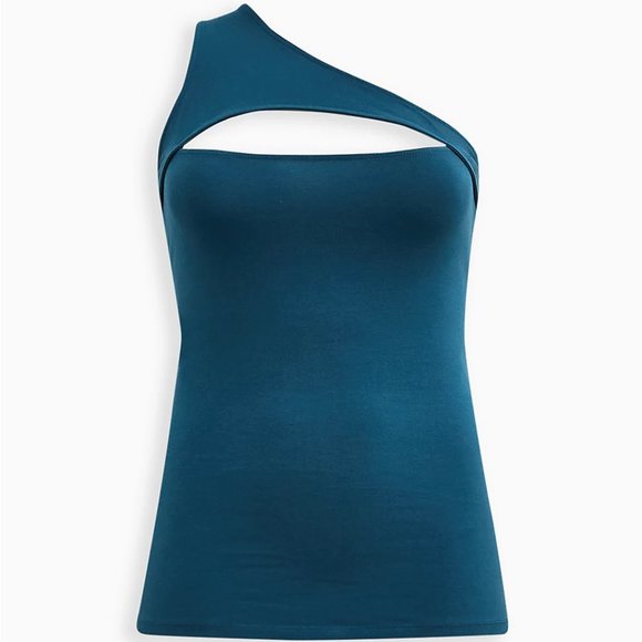 ❤️NWT VINTAGE TORRID CUTOUT ONE SHOULDER TOP CAMI TANK FITTED BLUE - SIZE 3X - Picture 8 of 10